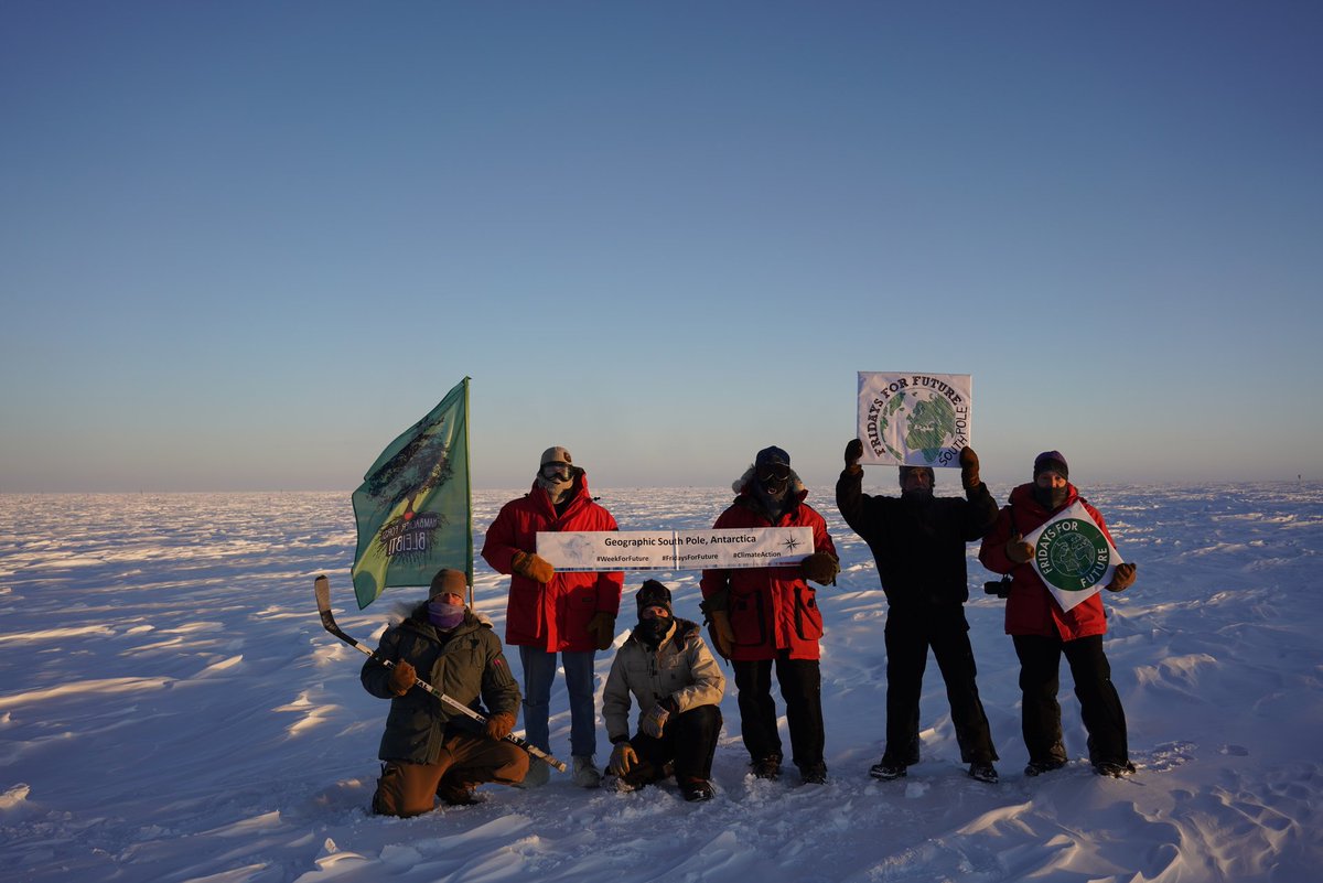 Another #FridayForFuture at #SouthPole. Also enjoying the first sunrise after 6 months of darkness. . #ClimateAction #ClimateActionWeek #FridaysForFuture #FridaysForFutureAntarctica #ClimateStrike #Antarctica