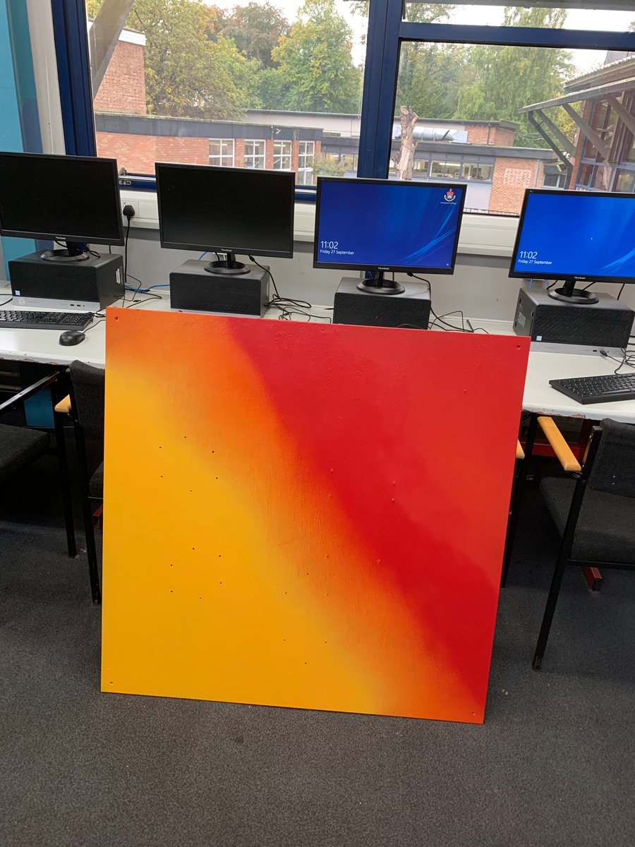 LCComputing's tweet image. Exploded computer background board sprayed and ready for the PC components to be added. #ComputerScience @LiverpoolColl