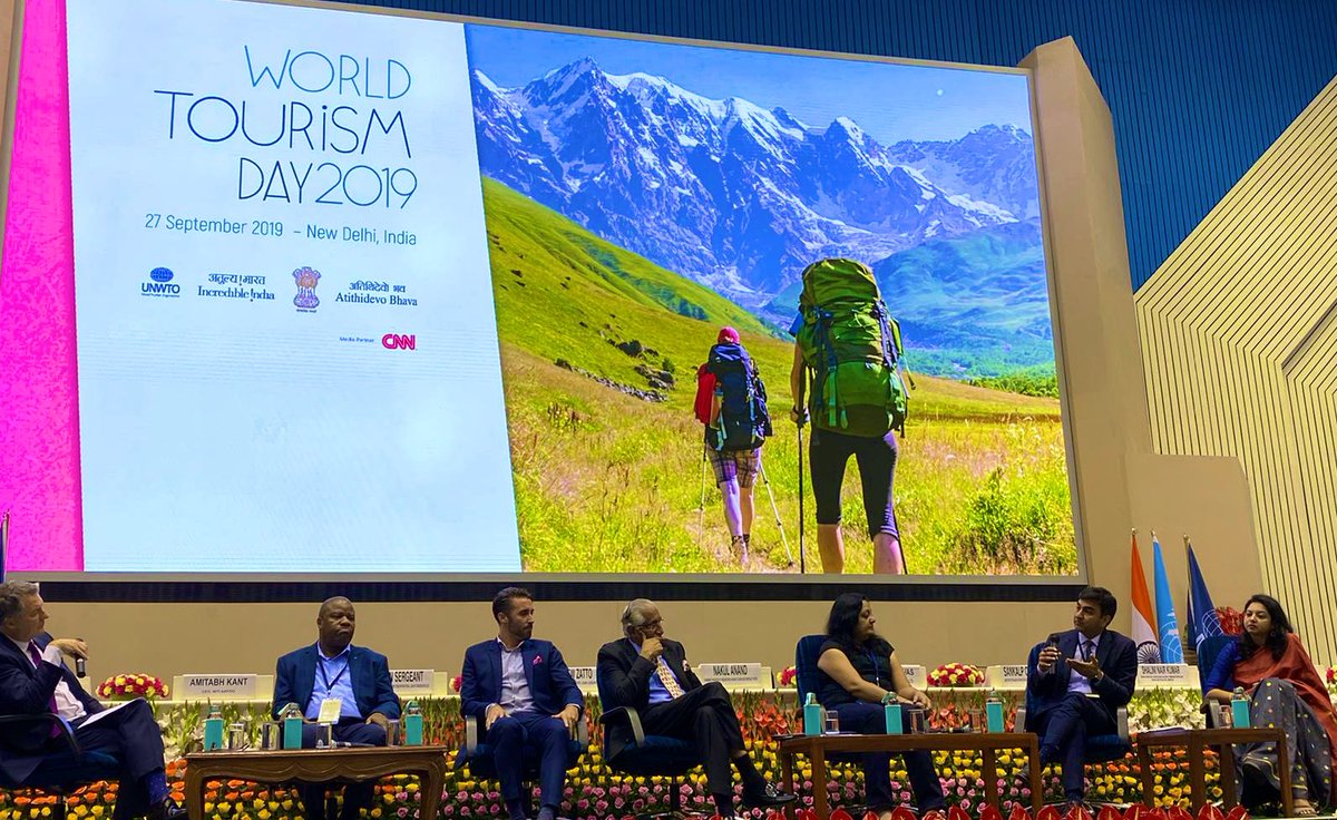 UNWTO's tweet photo. ▶️Local involvement is a MUST
▶️More awareness is NEEDED
▶️ Seizing technology is PARAMOUNT

This is needed for #tourism and jobs to contribute to a better future for all

#WorldTourismDay, thank you @incredibleindia 🇮🇳 for hosting this year’s official celebration! https://t.co/vorZ8ZTN6i