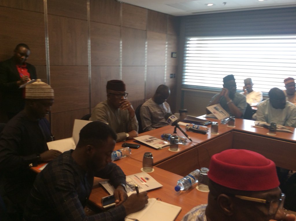 TCN_NIGERIA's tweet photo. DG, BPE, Mr Alex Okoh, Engr Emmanuel Nosike representing Permanent Secretary, Federal Ministry of Power, Mr Louis Edozien and Chairman, NERC, Prof James Momoh at the TCN/Donor Meeting currently on-going in Abuja. @NERCNG @BPENigeria @EngrSMamman @PowerMinNigeria https://t.co/wxieNOmCTJ