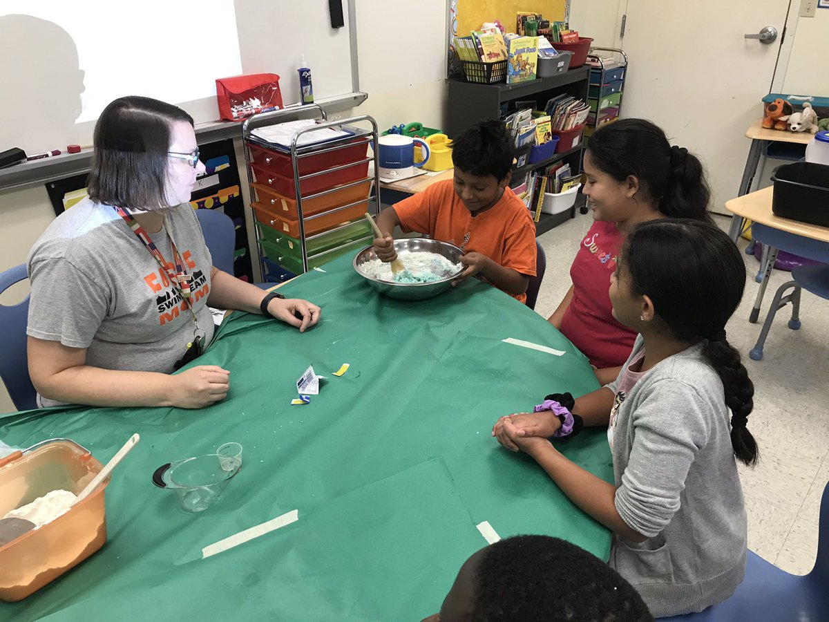 shandwergerESOL's tweet photo. First and fifth graders following a recipe to make play dough. They are rocking the beginning of unit 5! @WoodholmeES @wesajones3 @ChristinaVerre5 @BCPSESOL https://t.co/HGfO8S98BT