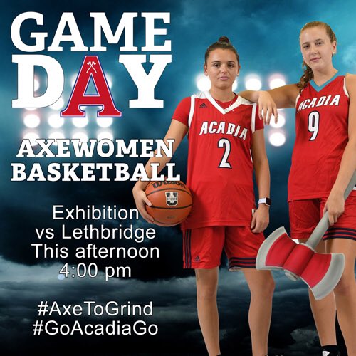 AcadiaAthletics's tweet photo. 📢 GAME DAY! @AxewomenBB hosting @UofLPronghorns today at 4pm in exhibition play.
.
#GoAcadiaGo #Axewomen #AxeToGrind #PCT🅰️ #AcadiaAthletics https://t.co/lbn6RVEQBc