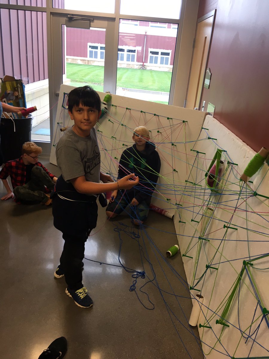 SandySkon's tweet photo. Rain + Walk at School = cornhole in the hallways, Gaga ball in the art room and string art on boards #KaleidoscopePRIDE #walkatschool #cometsbooster https://t.co/0OXrmOHcSa
