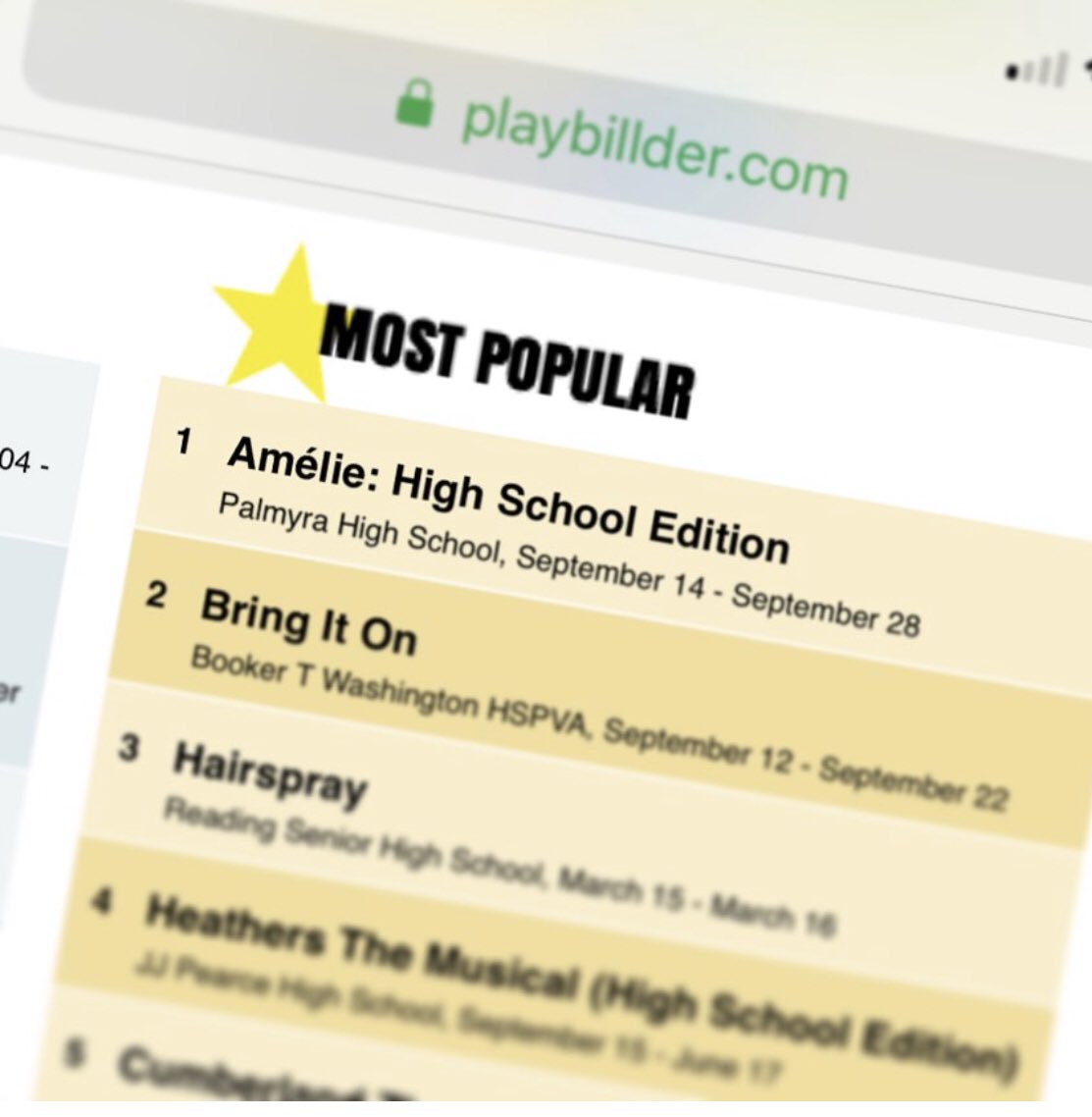 PHSMusical's tweet photo. We’re #1! What a way to celebrate our last local performance of Amélie:High School Edition, Sat 9/29 at 11 a.m. ENTRANCE BY DONATION! Cash or Card! And, we have ASL interpreters joining us! How cool is that?? #togethergreatnesshappens #palmyragives #palmyrasgreatgive https://t.co/jXCsmySOuC