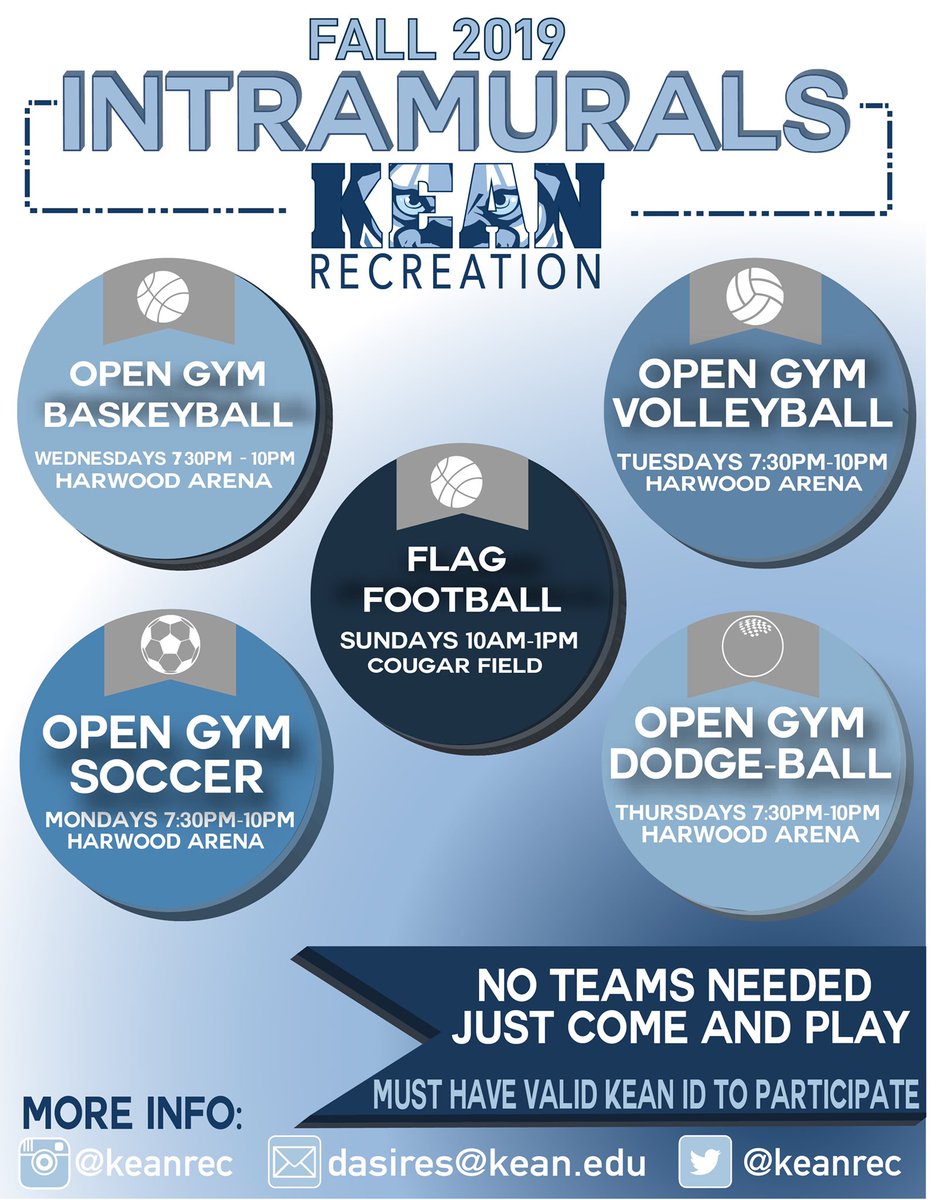 Intramurals are happening now!! No teams needed just show up and play! #keanrec #keanintramurals