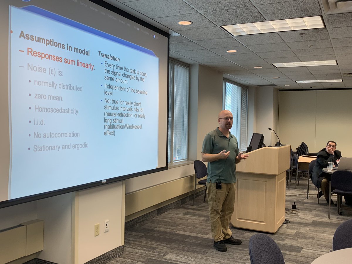NIRx_NIRS's tweet photo. Dr. Ted Huppert explaining the assumptions in how we model our #fnirs data before diving into #fnirsanalysis using his #brainanalyzIR #nirstoolbox for #matlab.   

#nirx #neuroimaging https://t.co/ZpI0qUnQiH