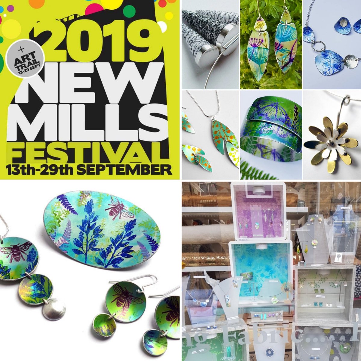 Last chance to see my work @ Rubies Rags on High St. New Mills this weekend! Part of the town's lovely Arts Trail no.28 on map for Big Weekend! My jewellery taster workshop is fully booked. More courses Fb: highpeakschoolofjewellery <a href="/VisitNewMills/">Visit New Mills</a> <a href="/NMFestivalArts/">NMFestivalArts</a> <a href="/madederbyshire/">Made In Derbyshire</a>