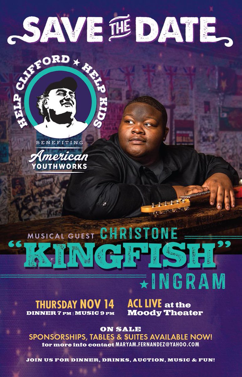 Austin Chronicle Events (@chronevents) on Twitter photo One of the world’s brightest new blues is stars back in Austin for an unforgettable night benefiting <a href="/AmerYouthWorks/">American YouthWorks</a>. Join the <a href="/Clifford_Antone/">Clifford Antone Fdn.</a> Foundation on Nov 14 for an evening filled with great music by @_kingfishbluez. Get your tickets now! ow.ly/x9dM50wsjIX. One of the world’s brightest new blues is stars back in Austin for an unforgettable night benefiting <a href="/AmerYouthWorks/">American YouthWorks</a>. Join the <a href="/Clifford_Antone/">Clifford Antone Fdn.</a> Foundation on Nov 14 for an evening filled with great music by @_kingfishbluez. Get your tickets now! ow.ly/x9dM50wsjIX.