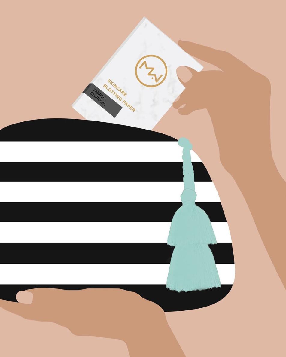 Drawing by ambgoh [IG] 🖤 bamboo Skincare blotting papers on the go #maicouture