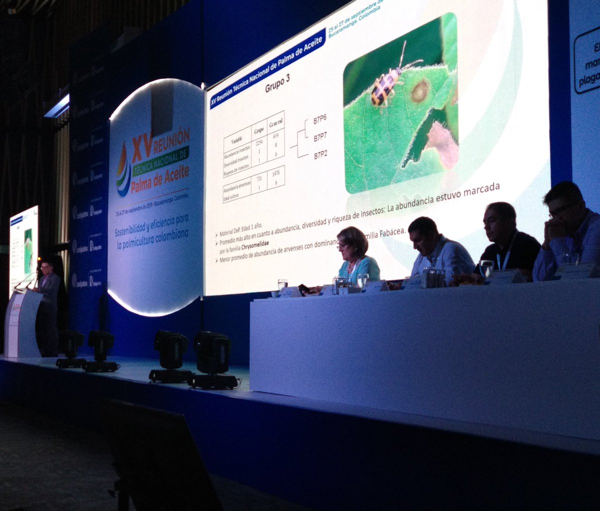 CenipalmaOrg's tweet image. Continuamos con las presentaciones en el último día de la XV #ReuniónTécnicaPalma. Estamos en el #Módulo6 El ingeniero Gustavo Rosero. Zona Oriental, Guaicaramo hace su intervención sobre reconocimiento de arvenses y su entomofauna asociada al cultivo de la palma de aceite.