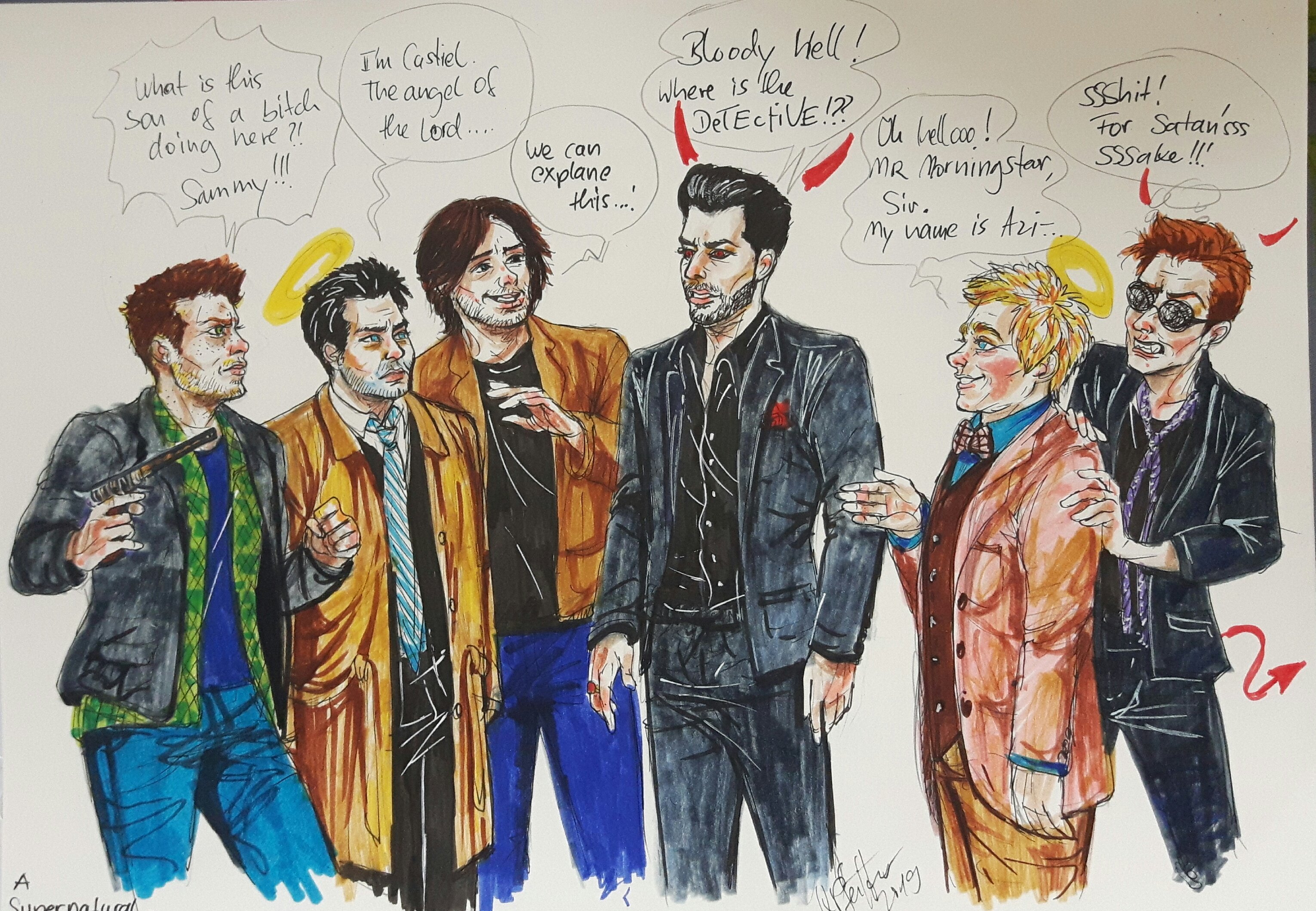 кроули благие знамения и сверхъестественное. дестиэль и детройт. кроссовер сверхъестественного и гарри поттера. благие знамения и сверхъестественное кроссовер. секретные материалы и сверхъестественное.