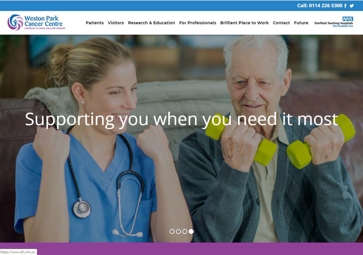 Our brand new website westonparkcancercentre.nhs.uk is now live! Check out the site to find out more about our leading services and the support we offer to patients, families &amp; their carers <a href="/SheffieldHosp/">Sheffield Hospitals</a> <a href="/WestonParkCC/">Weston Park Cancer Centre</a> <a href="/WPCancerCharity/">Weston Park Cancer Charity</a> @sheffunimdh #cancer #brilliantplacetowork