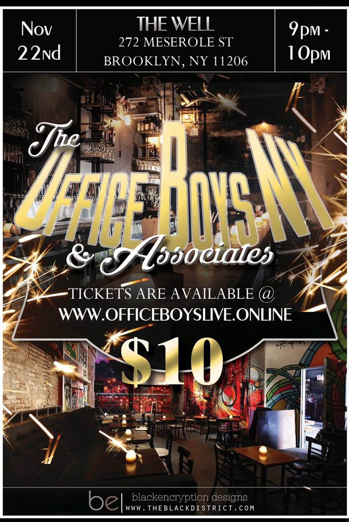 smizthemoneykid's tweet photo. If there’s any beer 🍺 liquor or wine 🍷 company that want to be an exclusive sponsor for @OfficeBoysNY & Associates live at @thewellbrooklyn on Friday November 22nd DM me and let’s make history together #SeriousInquiriesOnly #SaluteFromTheOffice #WeBriefcasing https://t.co/eWc5l0p97n