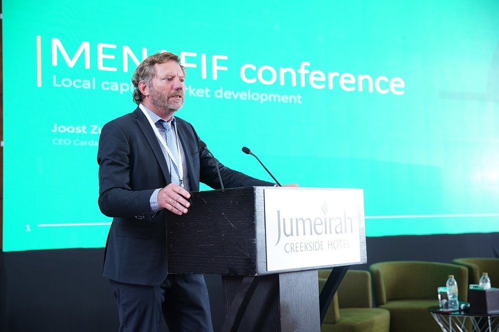 CardanoDev's tweet photo. Joost Zuidberg, CEO @CardanoDev spoke @MENAFIF2019 
in Dubai about the potential to develop local capital markets in less wealthy MENAFIF countries: fintech applications to develop financial products, local banks partnerships to pilot innovative scalable new concepts @tcxfund https://t.co/nSYLuK6KkT