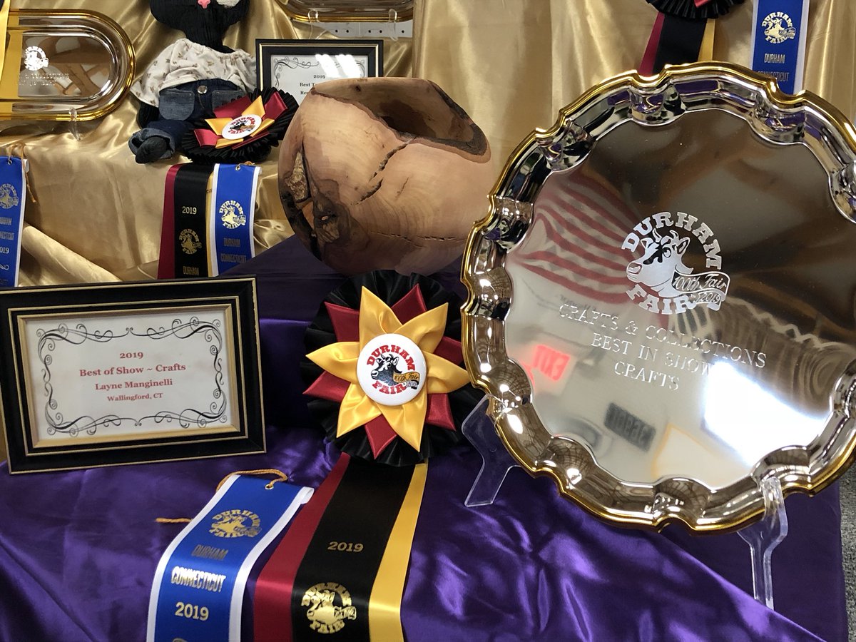 Long-time exhibitor, Layne M, took home the rosette for Best Wooden Article for this gorgeous cutting board PLUS our Best in Show of Crafts for his turned bowl made from dogwood. That’s the way to celebrate #DurhamFair100 — stop in the Creative Arts barn to see both!
#crafts