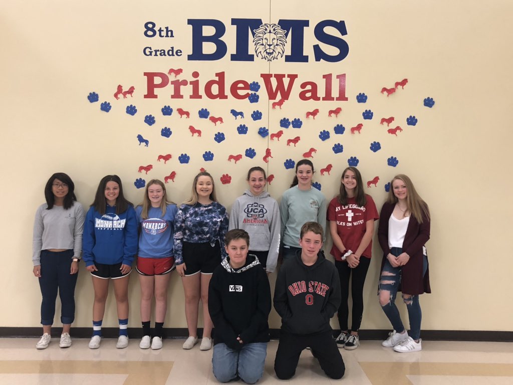 BunsoldMS's tweet photo. Congratulations to these awesome 8th graders for earning a spot on the Pride Wall this week! #PTBM https://t.co/iRyraWcLU2
