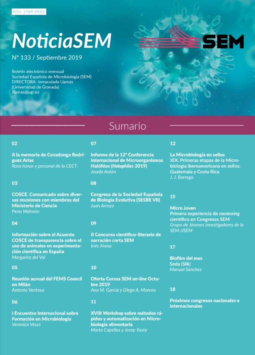 JISEM_SEM's tweet photo. 🤓👀 Ya está disponible el ultimo número de "NoticiaSEM", publicación de la @SEMicrobiologia , con muchas noticias interesantes en el mundo de la Microbiología🦠🧫

En el siguiente enlace podéis descargarlo en formato PDF: 👇👇
https://t.co/dmONdjSfxt https://t.co/GLSj0qBU0m