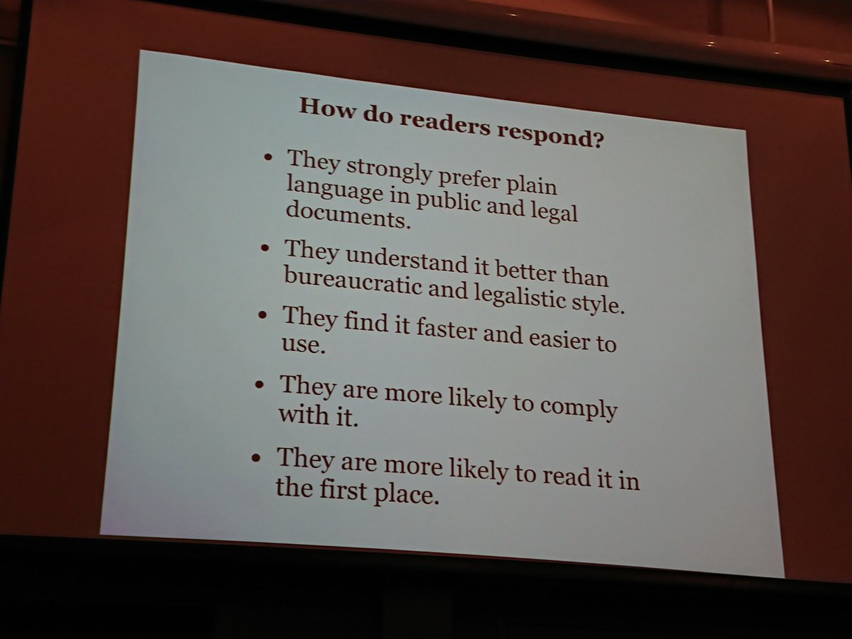 moppematte's tweet image. #plainlanguage saves money, and the readers prefer it. @ProfJoeKimble #plain2019