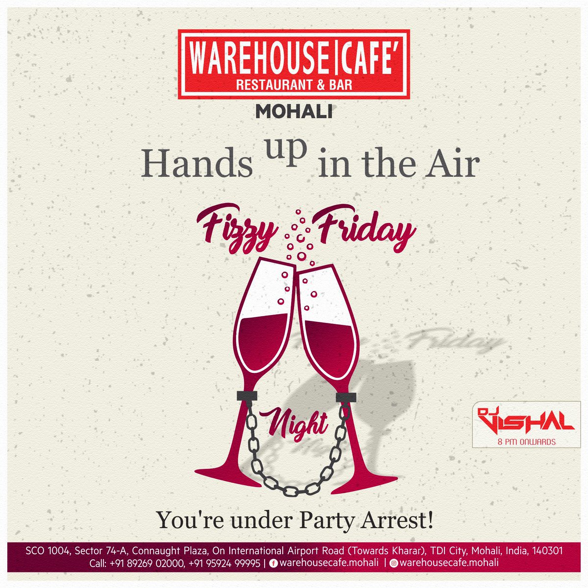 WareHouseMohali's tweet photo. The #Weekend has arrived &amp; here you are again #planning for a vibrant #night at #WarehouseCafe, #Mohali. Hands up in the air &amp; say #cheers with DJ Vishal.
📞8926902000 or 9592499995.
#Bar #Lounge #PartyNight #DJNight #PartyDestination #PartyPlace https://t.co/UmPeirN5vo