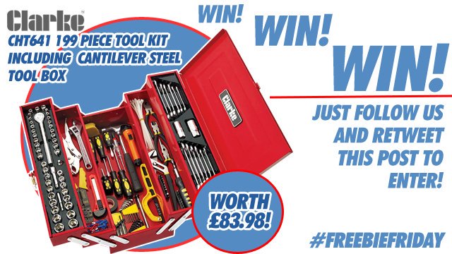 Our Tool Chest #PriceCrash is now LIVE and you can find the offers here: bit.ly/2naPmvA

To celebrate, we're giving away a Clarke CHT641 199 Piece Tool Kit with Cantilever Steel Tool Box, worth a whopping £83.98!

Simply follow and RT this post for your chance to win!