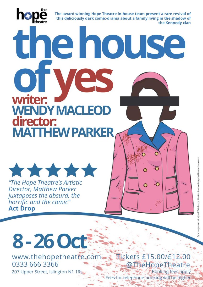 #TopPick

THE HOUSE OF YES <a href="/TheHopeTheatre/">The Hope Theatre</a>
Islington 8-26 Oct

Interview with Matthew Parker on directing Wendy MacLeod's twisted comedy. “I like things that look at the dark underbelly of society” 

Read: londonpubtheatres.com/interview-matt…