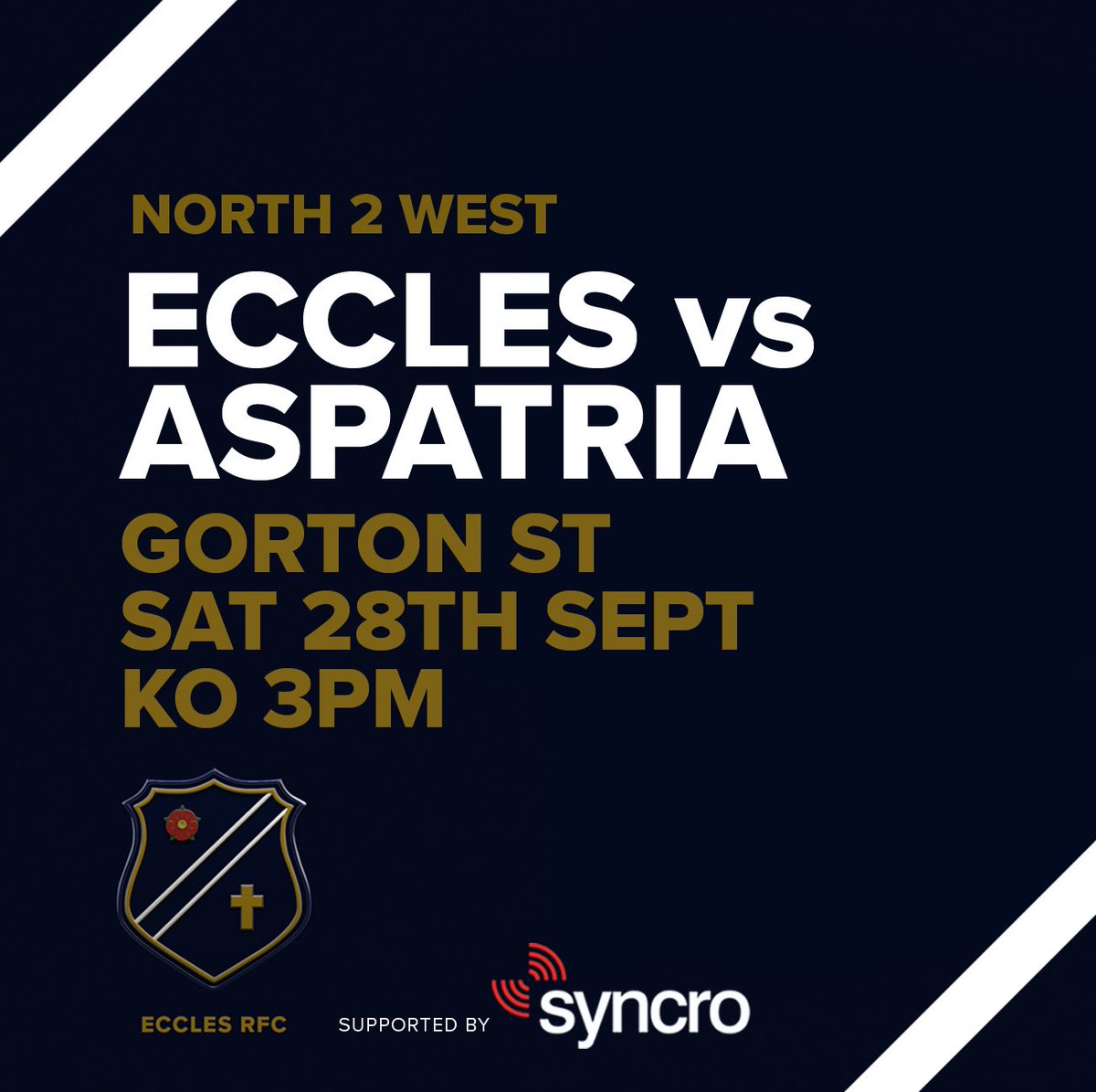 EcclesRugby's tweet photo. SATURDAY'S SENIOR RUGBY: 3PM KO
🏉1XV HOME v @TheBlackReds #N2W
🏉2XV AWAY v @OldhamRUFC #Div2North
🏉3XV HOME v Spartans
🌰Post-match Annual #Conker Championships #swinglow
👏#Eccles #Rugby supported by @SyncroFireSec and
@TSALtd https://t.co/c5QtbAd6xd