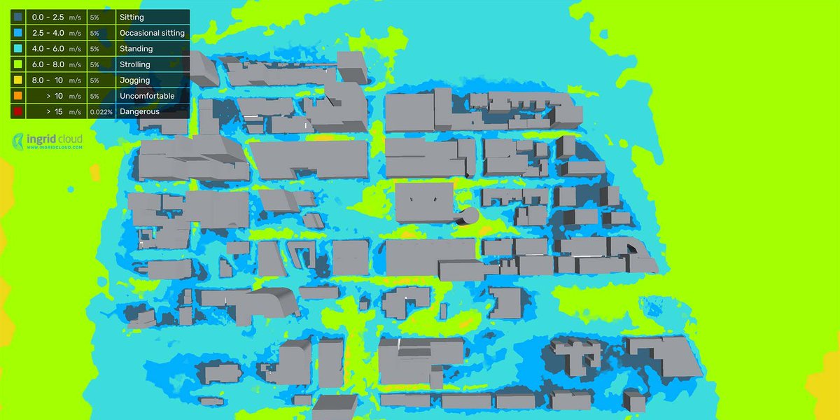adaptivesim's tweet photo. Wind Comfort analysis based on Lawson Criteria. Did you know Ingrid Cloud's report is in accordance with the City of London’s Guidelines for Assessing Wind Effects? #windsimulations #urbanplanning #contruction #windload #civilengineering... https://t.co/0iGyaFAInV