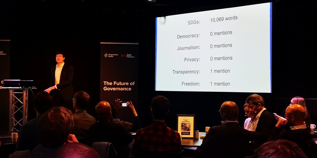 kamanjournalist's tweet photo. At The Future of Governance. Loved what Alex Gladstein (Oslo Freedom Forum, Human Rights Foundation) said here, where the words 'democracy', 'journalism' etc. is not used and on the SDGs. 👏👏 These topics which are equally important. https://t.co/TT1GKnSTXv