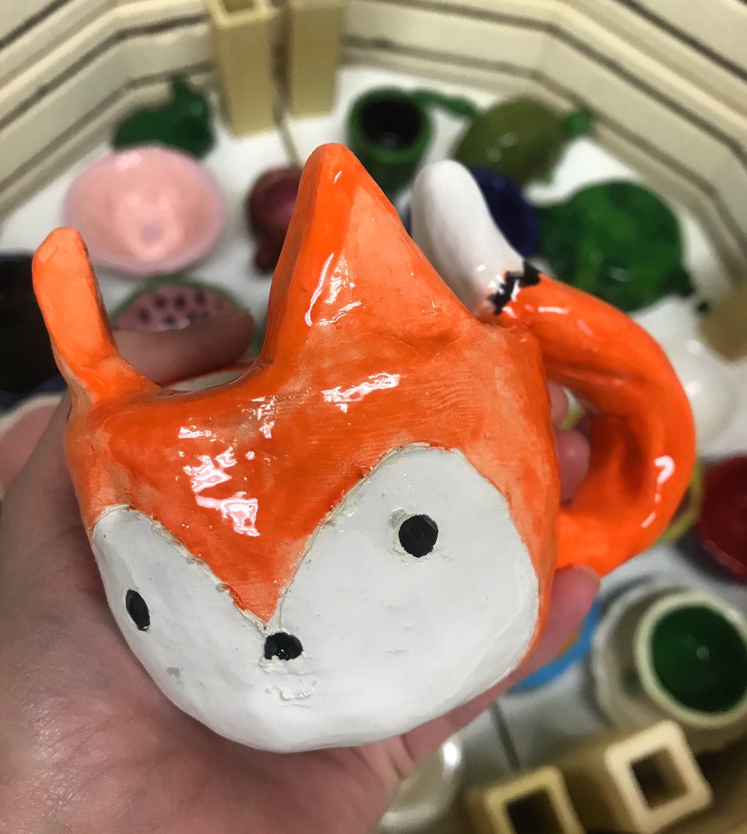 YMS_Art's tweet photo. Happy Friday, Yorkville foxes! The first batch of glaze ware was a success! Excited to see how Ceramics students react to their finished pieces! #OneYMS #glazeware #handbuiltpottery #yorkvillefoxes #arted #middleschoolart #middleschool #arteducation https://t.co/rQcWrJmurw