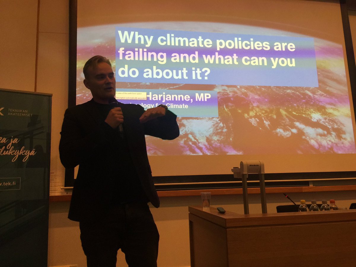 TekTuula's tweet image. Why climate policies are failing? What can we do? Miksi ilmastopolitiikka on epäonnistunut? Mitä asialle voisi tehdä?
@AtteHarjanne Stream available / katso tilaisuuden striimi tinyurl.com/techforclimate
#techforclimate