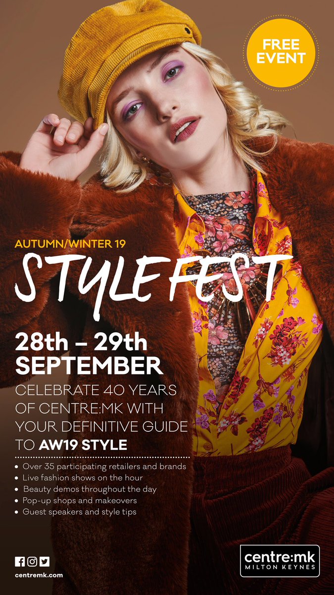 centremk's tweet image. This weekend is our Autumn Winter #StyleFest! 🍁 We have a range of guests from Muddy Stilettos Editor-in-Chief Hero Brown, Live performance from Six the musical and fashion shows on the hour, plus so much more! 👗 Starts tomorrow from 11am in Middleton Hall.