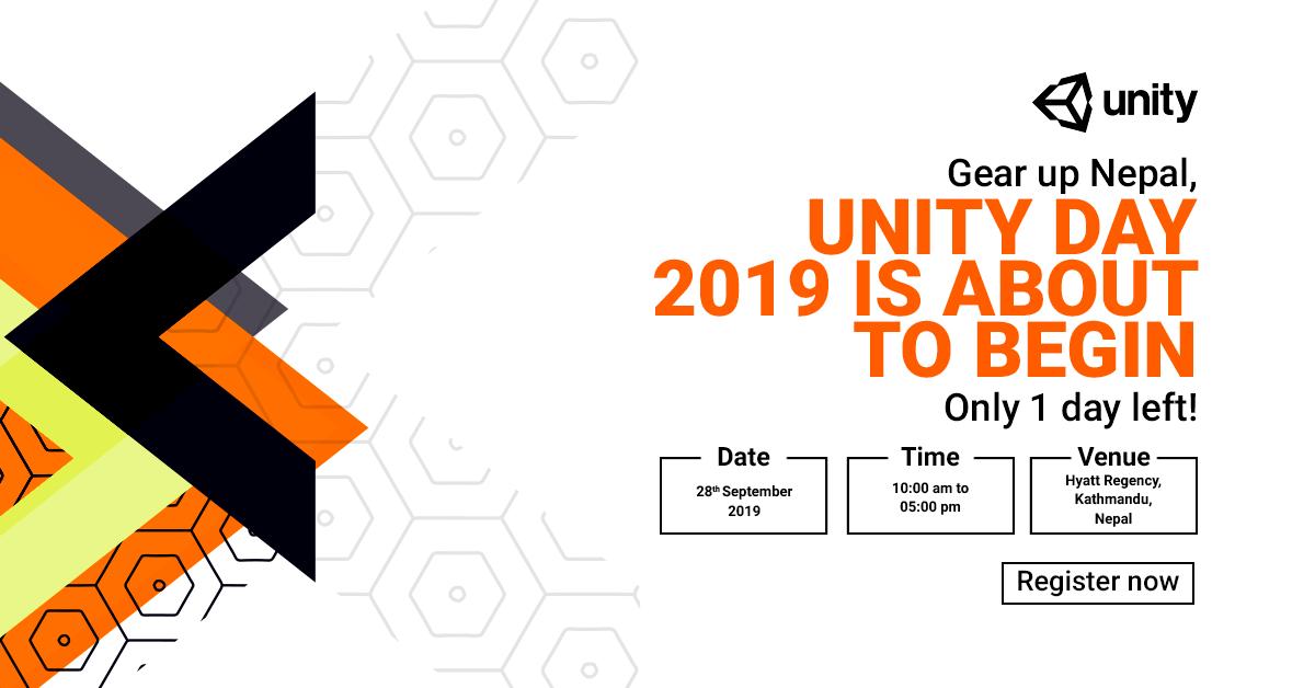 Unity3DIndia's tweet photo. Register now for a day-long seminar where you get a platform to learn best practices from our #Unity experts. It’s the last day so sign up now! https://t.co/QlM0KeTAxK
#UnityDayNepal #UnityDay #Unity3D #Nepal https://t.co/d5fncZ9Zsg