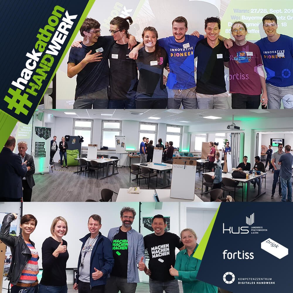 fortiss's tweet photo. Heute und morgen suchen Programmierer, Mittelständler und Gründer beim "1. #Hackathon für das #Handwerk " kreative Softwarelösungen.
Wir danken unseren Partnern:
@paf_an_der_ilm , #brigk der Stadt @Ingolstadt_IN und @HaWe_Digital
make. handwerk. bayern.
#KIZentrumBayern https://t.co/2KHXf4Qpzf