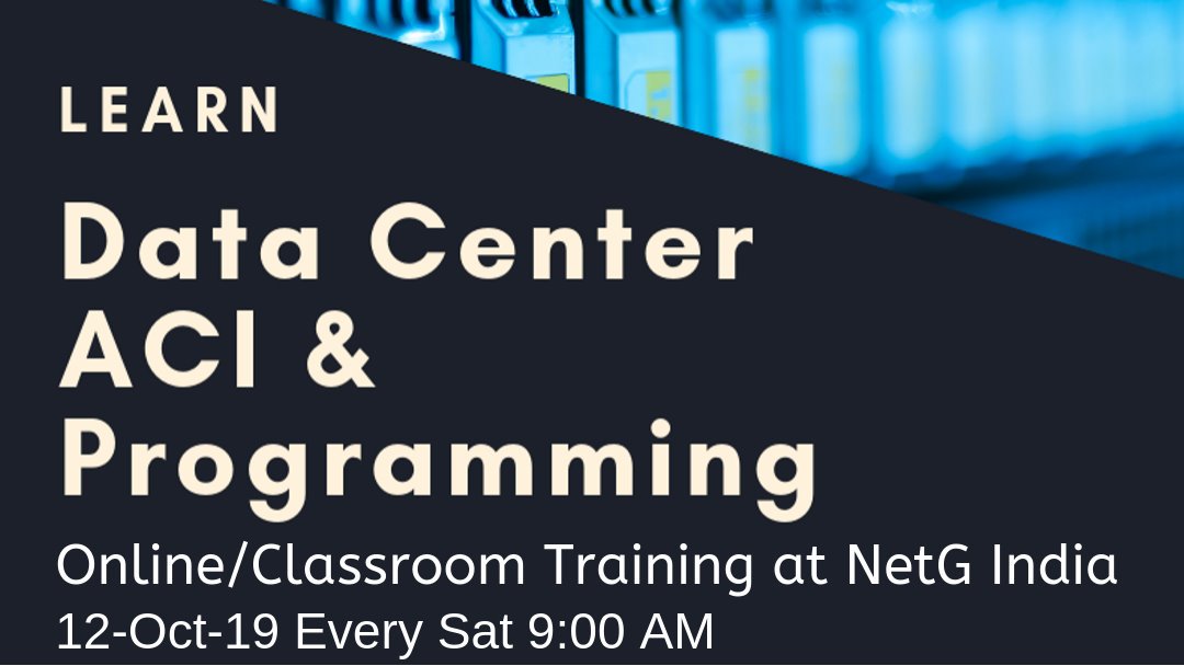 netgindia's tweet image. #NewBatch 12-Oct-19 Every Sat 9:00 AM
Learn Data Center, ACI &amp;amp; Programming
Online/Classroom Training at #NetGIndia

Call/WhatsApp: +919315199913
Enroll Now @ netgindia.com/enroll 

#RoutingSwitching #DataCenter #Nexus #ACI #Programming #Training #Classes #OnlineClasses