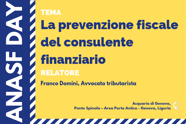 anasfCF's tweet photo. Vi aspettiamo all'Anasf day del 15 ottobre a Genova sulla prevenzione fiscale del consulente finanziario. Scopri di più sull'evento cliccando sul link https://t.co/QH8dqoNdAZ #anasfday @EfpaItalia https://t.co/y7gdSa3WkX
