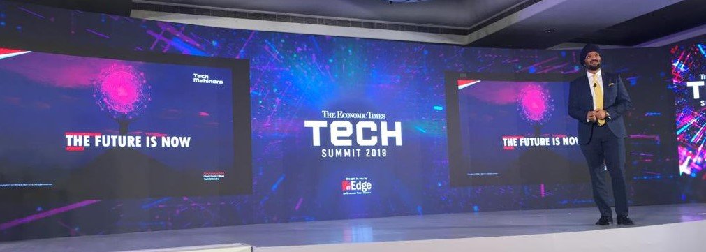 tech_mahindra's tweet photo. "The future is today. AI is already in the past. We are now moving towards Intelligent Augmentation!" - @Harsh_Soin showing glimpses of #HRNxT at the @ET_Edge #ETTechSummit. https://t.co/c7gGS5XZm4