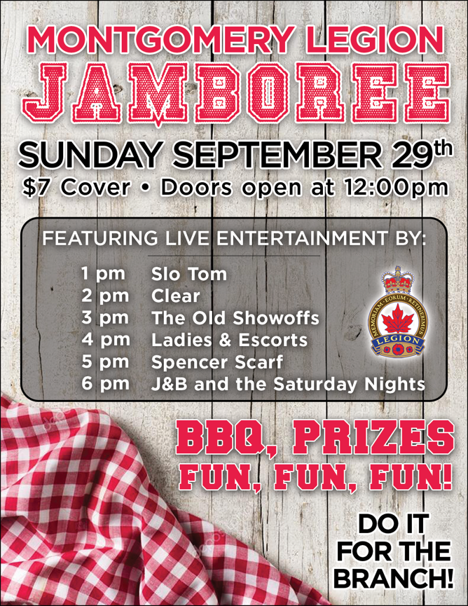 Looking for some Sunday diversion? Listen to some tunes? Support our Veterans? This event is for you! Come out!! Let's fill the Montgomery Legion (330 Kent)  with love... BBQ, Prizes 1pm <a href="/AndTheHDs/">Slo' Tom</a> ,Clear ,@TheOldShowoffs, Ladies&amp;Escorts,<a href="/jb_saturday/">JB and the Saturday Nights</a>
