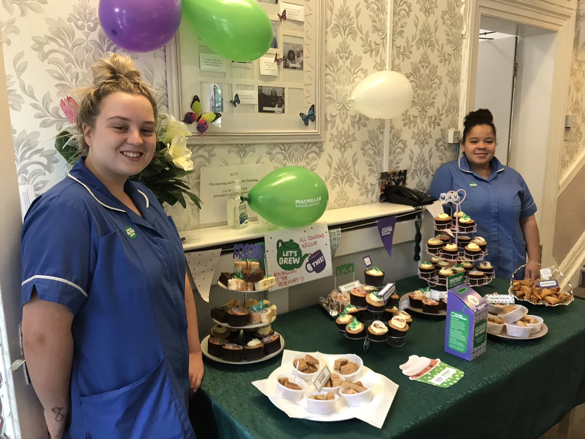 CareRosemary's tweet photo. #macmillancoffeemorning thanks to my staff for baking cakes and making this event great at rosemary care home. Amazing charity amazing staff. Thanks to all the visitors https://t.co/FGB55X3tLt