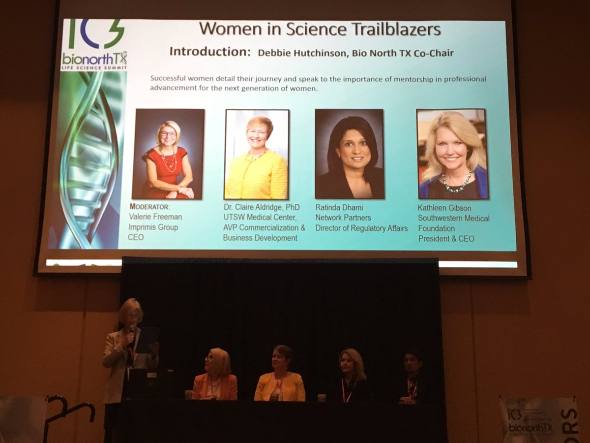 SWMedFoundation's tweet photo. We are honored to have our President and CEO, Kathleen Gibson, speaking at the Women in Science Trailblazers session this morning @BioNorthTX #iC3LifeScienceSummit! https://t.co/Wh51R3ncQC
