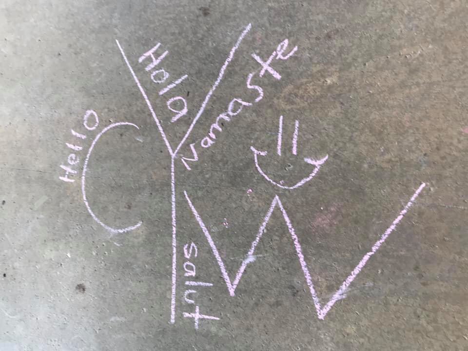 CORALREEF_PTA's tweet photo. Start with Hello Week continues! Our YCW group painted the school entrance walkway with words of “Hello” in the different languages that represent our students’ heritage. What a colorful way to start our day! #startwithhello #valuesmattermiami #CRECares #SandyHookPromise https://t.co/NIucrq2LOO