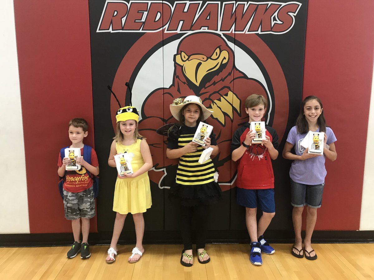 CESsoars's tweet photo. Honeyfest Spelling Bee Winners L-R Jonah Williams, Kady Cook, Madison Peters, Natalie Grant, Lindsey Miller.  Way to go RedHawks! #redhawkssoar #WeAreGCconnectED https://t.co/BiVE684ZIa