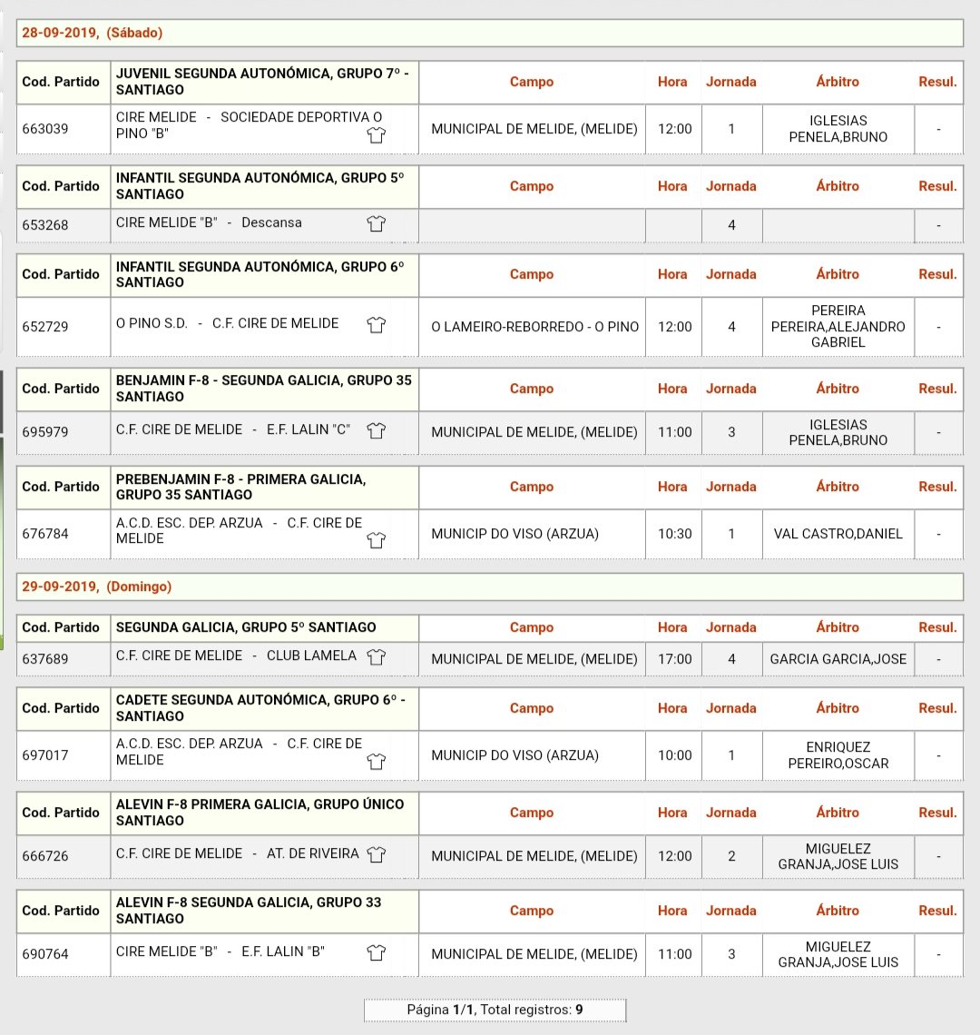 Partidos da fin de semana, xa con todos os nosos equipos en competición. Moita sorte a todos!!!⚽⚽