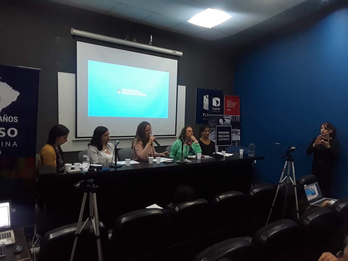 FLACSOArgentina's tweet photo. #AHORA "Educación a Distancia como Política Pública", con @flormezzadra de @infod_arg, @LuliFeced de Escuela de Maestros, @weberweb de @unahurlingham @flacsoargentina, Abigail Bravo Paredes de la Dirección Desconcentrada de Cultura de Cusco y Agustina Gradin @flacsoargentina. https://t.co/8BRSNQEt6R