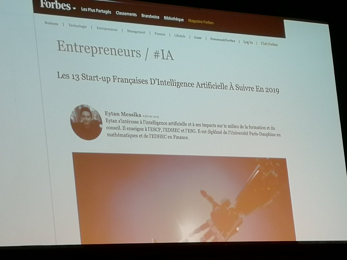 EkomAK's tweet image. Dans un article de @forbes_fr, retrouvez les 13 startups française d&apos;#IA à suivre en 2019
👇🏾👇🏾👇🏾

#WebinReims