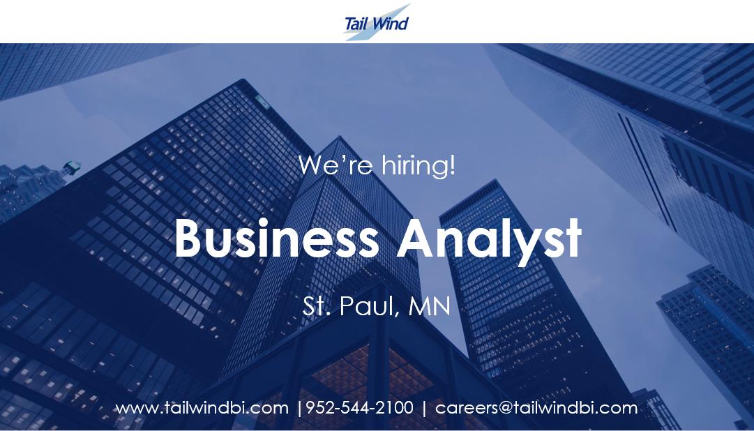 TailWindBI's tweet photo. For more details on this #BusinessAnalyst position, visit https://t.co/0yGEjVHkLO or contact us at the phone number or email address below. #Jobs #ApplyHere #SaintPaulJobs https://t.co/iKt9kSLGw9