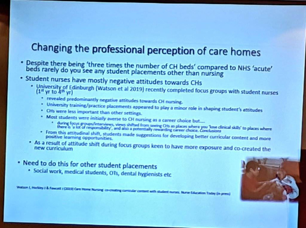GeriSoc's tweet photo. Despite there being three times the number of care home beds compared to NHS acute beds, rarely do you see any student placements other than nursing #GSFConf19 https://t.co/CyRBpzbY4K