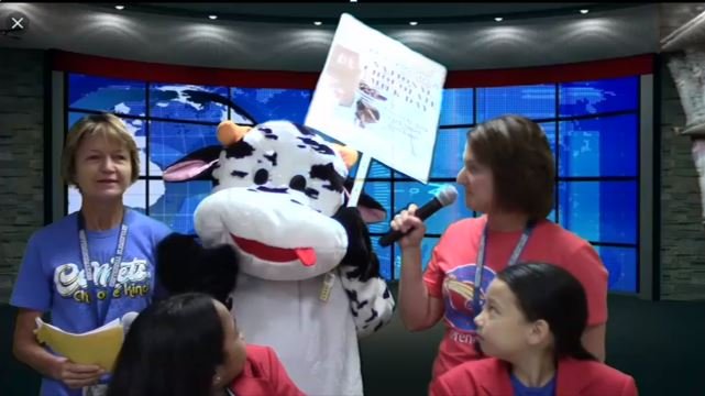 In honor of National Chocolate Milk Day we had a surprise guest at morning announcements, Bessie the Cow!
