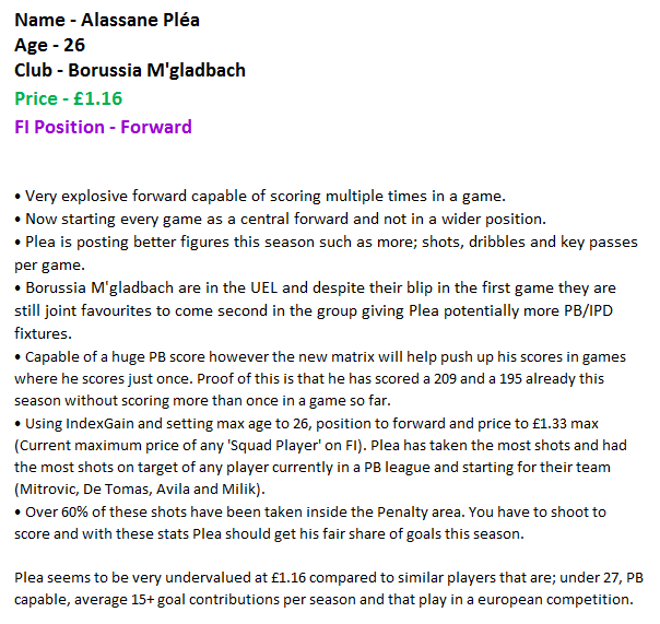 FIValueHunters's tweet photo. Alassane Pléa-£1.16

• 3.8 Shots PG
• 2.6 Dribbles PG
• 2.6 Times he is fouled PG
• Top 5 PB 264, 258, 238, 209 &amp; 195
• Scored 2+ goals in a game 9 times in the last 3 seasons 
• 3 hat-tricks 
• 1x4 goals
• 6 games next 30 days

#ValueHunted #FICommunity #FootballIndex https://t.co/qlbgsetNMW