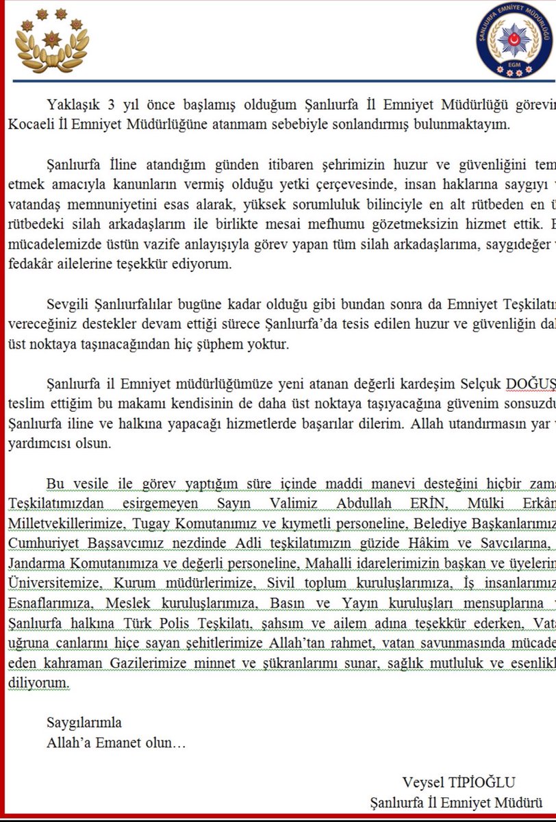 Emniyet Müdürü Tipioğlu onları unutmadı