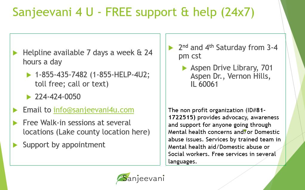 sanjeevani4_u's tweet photo. #share and #save - #walk in for #free #support 
#vernonhills #naperville #iamacf @indoamerican  224-424-0050 https://t.co/5cZDy2GH9n